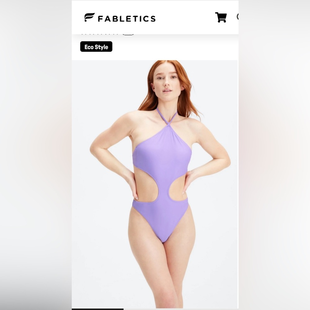 NWT Fabletics Wild Wisteria cutout halter swimsuit